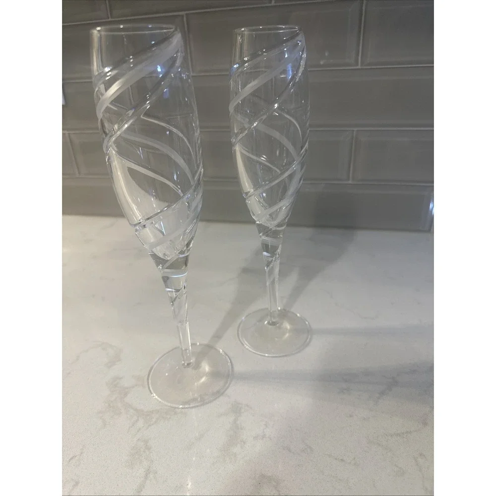 ROGASKA ODYSSEY CHAMPAGNE FLUTES, Cut‎ Lead Crystal, 10